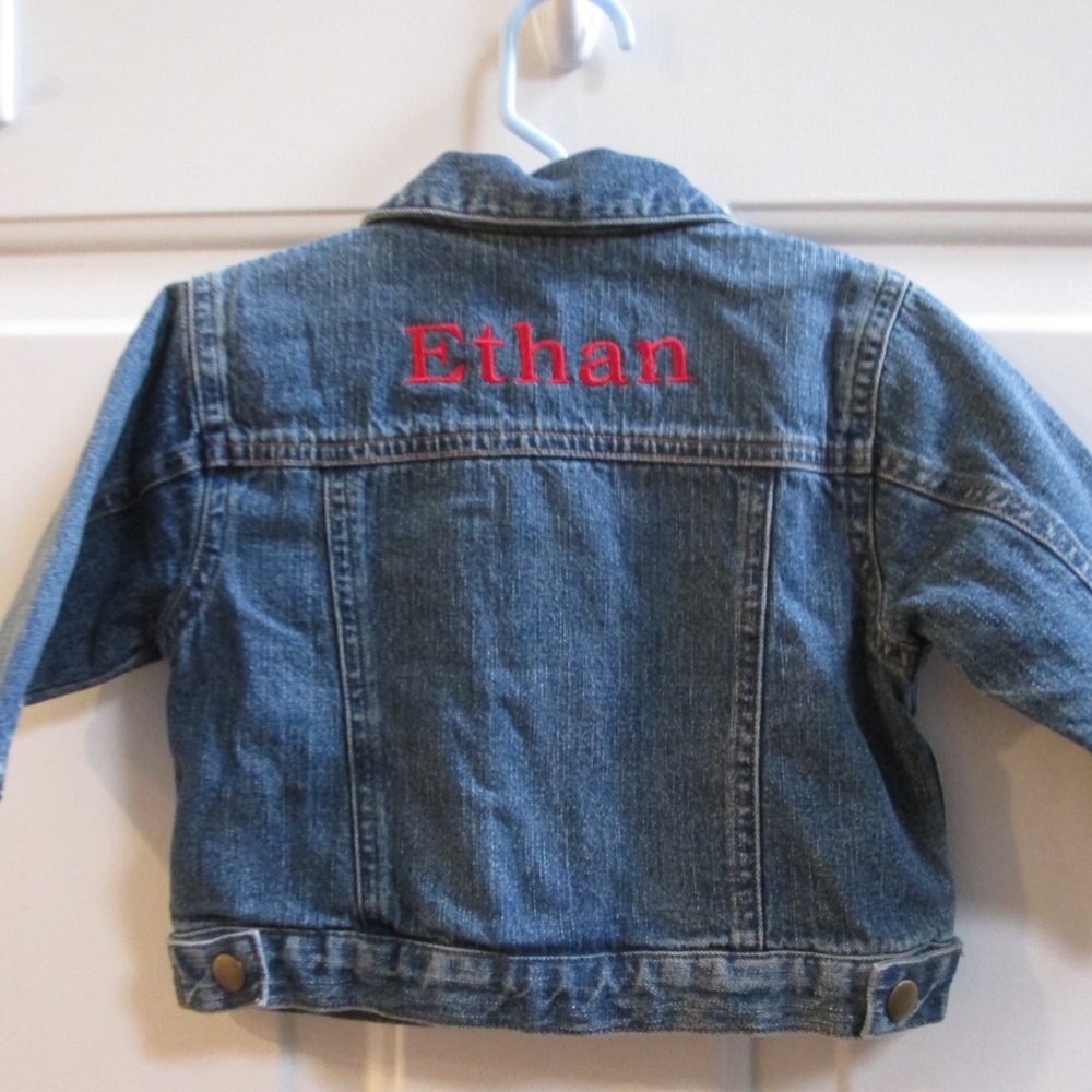 Red Envelope personalized denim jeans jacket with named "ETHAN" Sz 6-12 most
